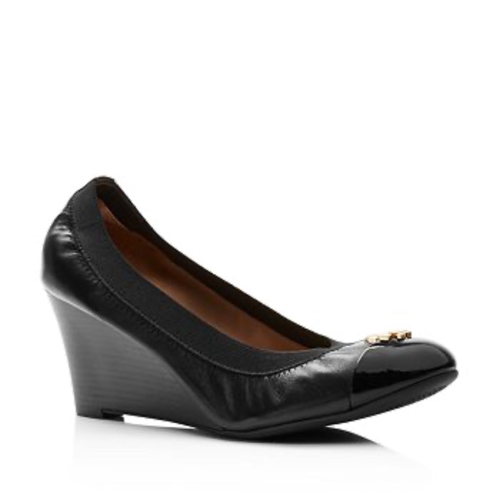 Tory Burch Jolie black wedge pumps